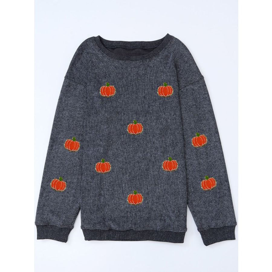 Pumpkin Round Neck Long Sleeve Sweatshirt Apparel and Accessories