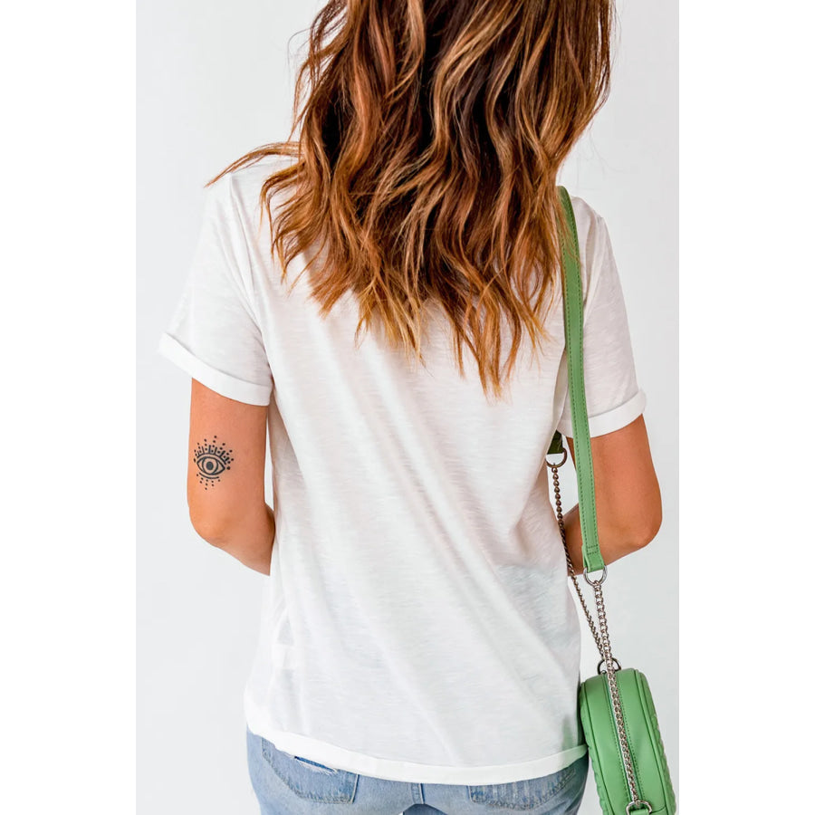 Pumpkin Round Neck Short Sleeve T-Shirt White / S Apparel and Accessories