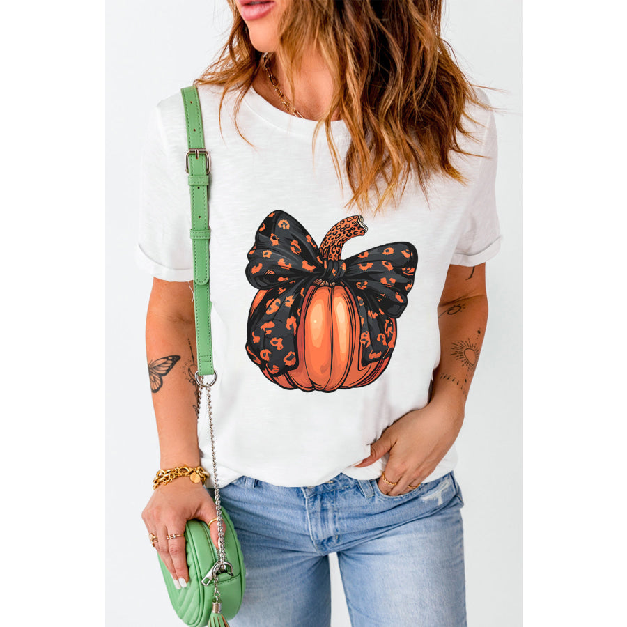 Pumpkin Round Neck Short Sleeve T-Shirt Apparel and Accessories