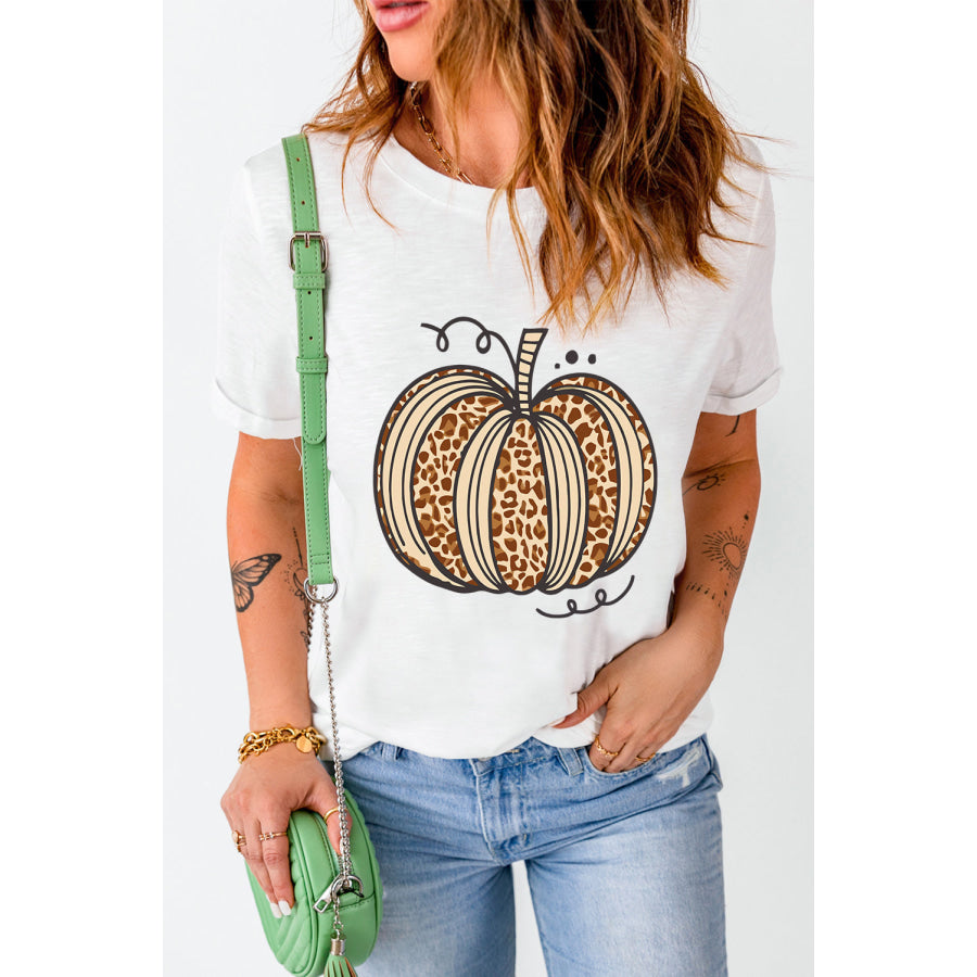 Pumpkin Round Neck Short Sleeve T-Shirt Apparel and Accessories