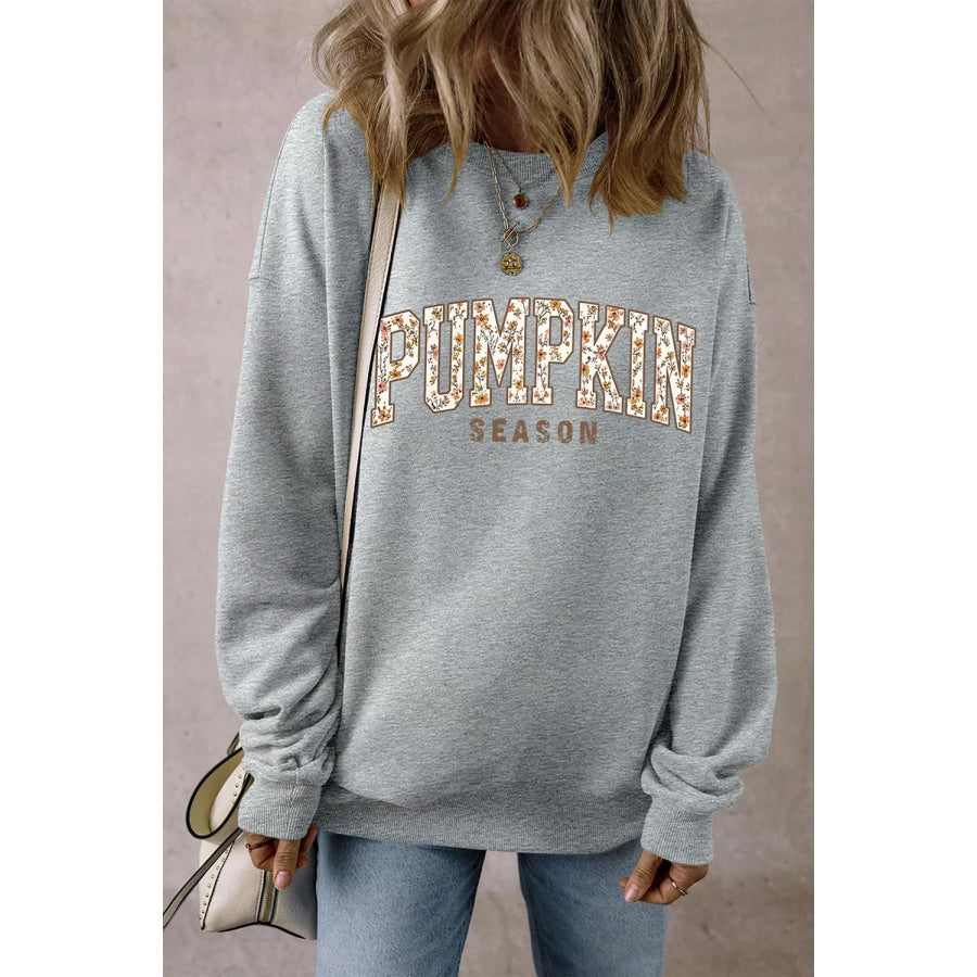 PUMPKIN SEASON Oversized Pullover Sweatshirt Gray / S Apparel and Accessories