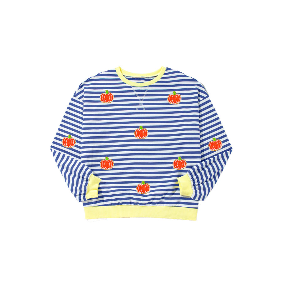 Pumpkin Striped Long Sleeve Sweatshirt Apparel and Accessories