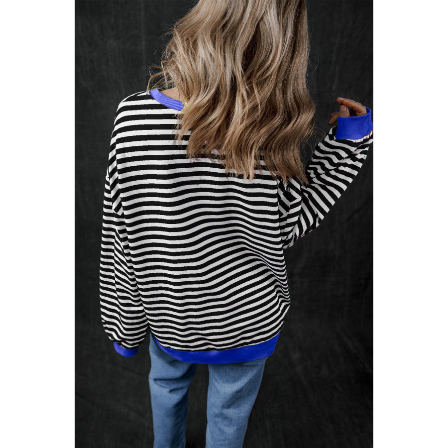 Pumpkin Striped Long Sleeve Sweatshirt Apparel and Accessories