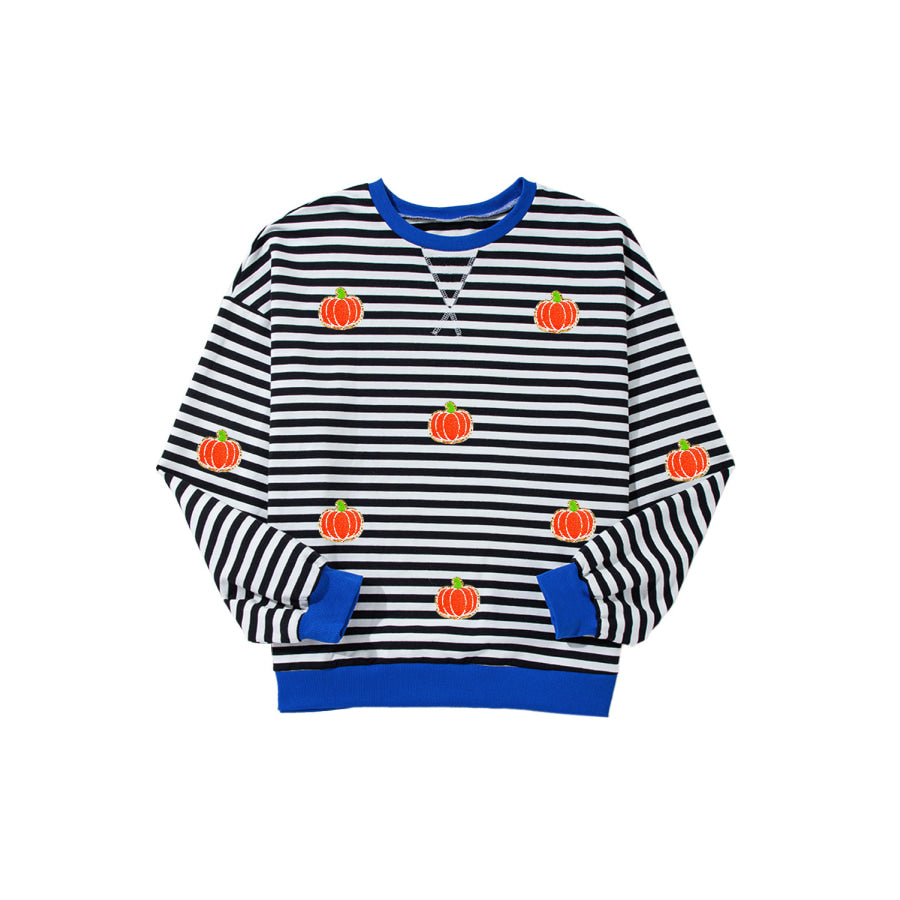 Pumpkin Striped Long Sleeve Sweatshirt Apparel and Accessories