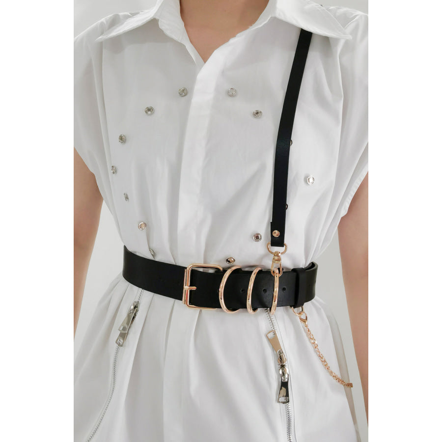 Punk PU Belt Black/Gold / One Size