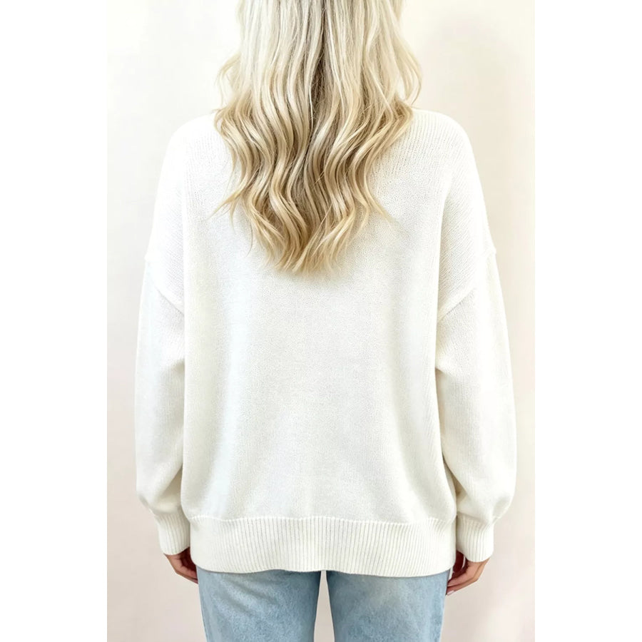Puppy Graphic Round Neck Sweater White / S Apparel and Accessories