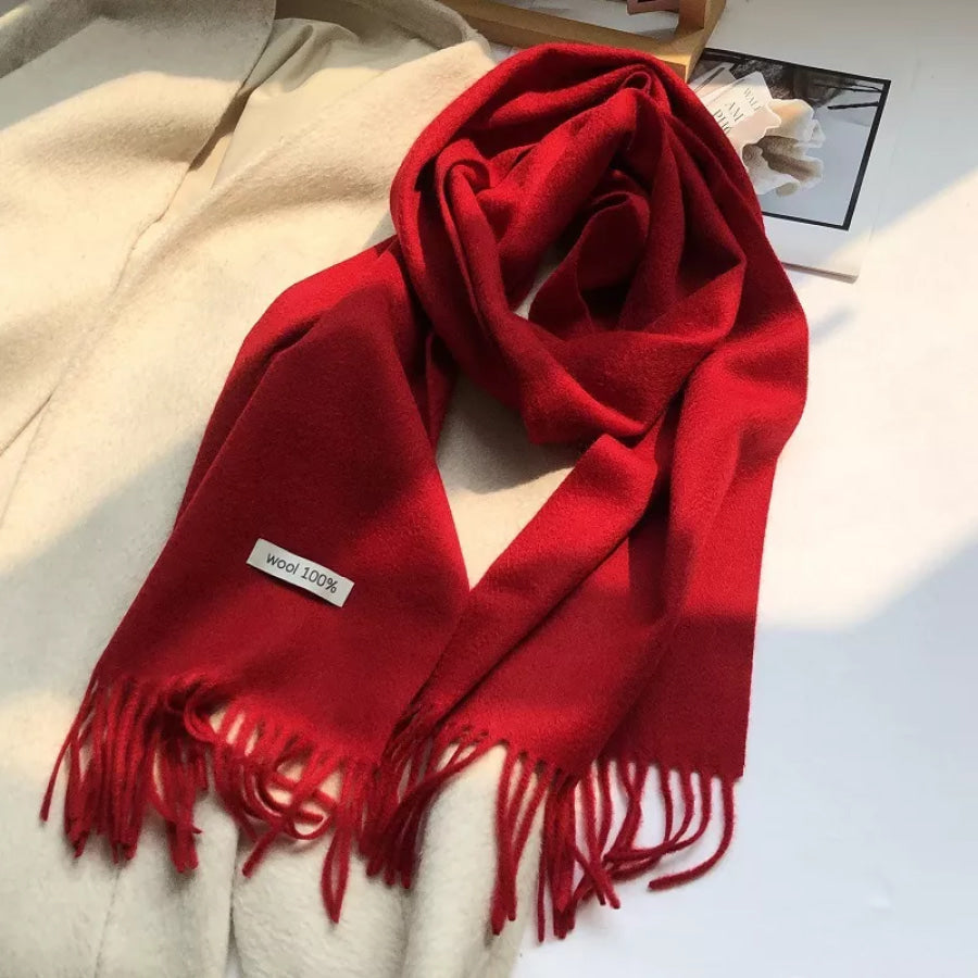 Pure Wool Cozy Tassel Knit Scarf Apparel and Accessories
