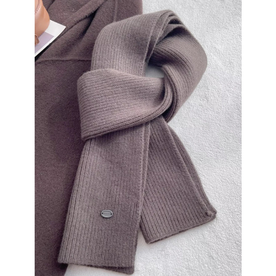 Pure Wool Soft Knit Scarf Gray Brown / ONESIZE Apparel and Accessories