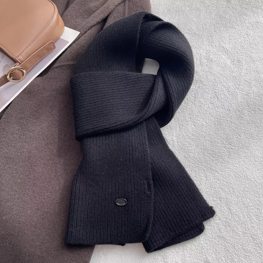 Pure Wool Warm Knit Scarf Black / ONESIZE Apparel and Accessories
