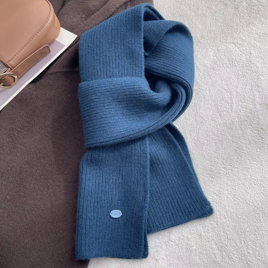 Pure Wool Warm Knit Scarf Navy Blue / ONESIZE Apparel and Accessories