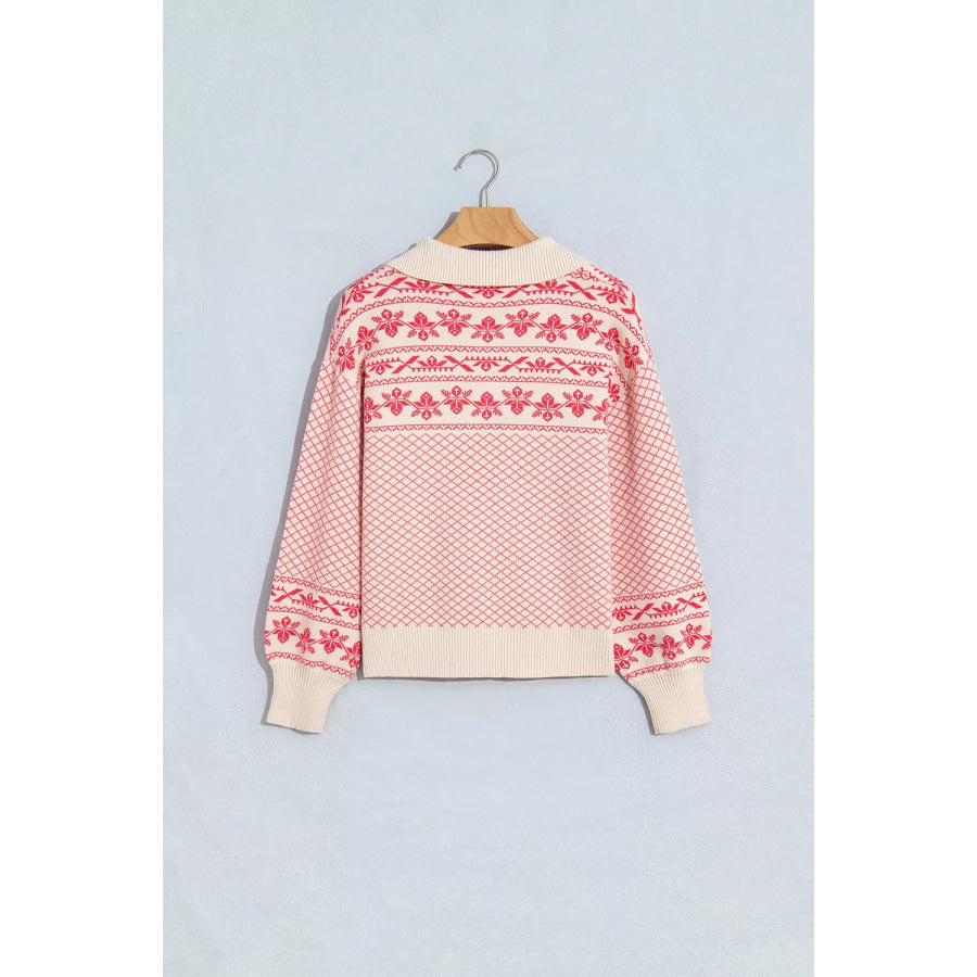Quarter Button Dropped Shoulder Sweater Apparel and Accessories