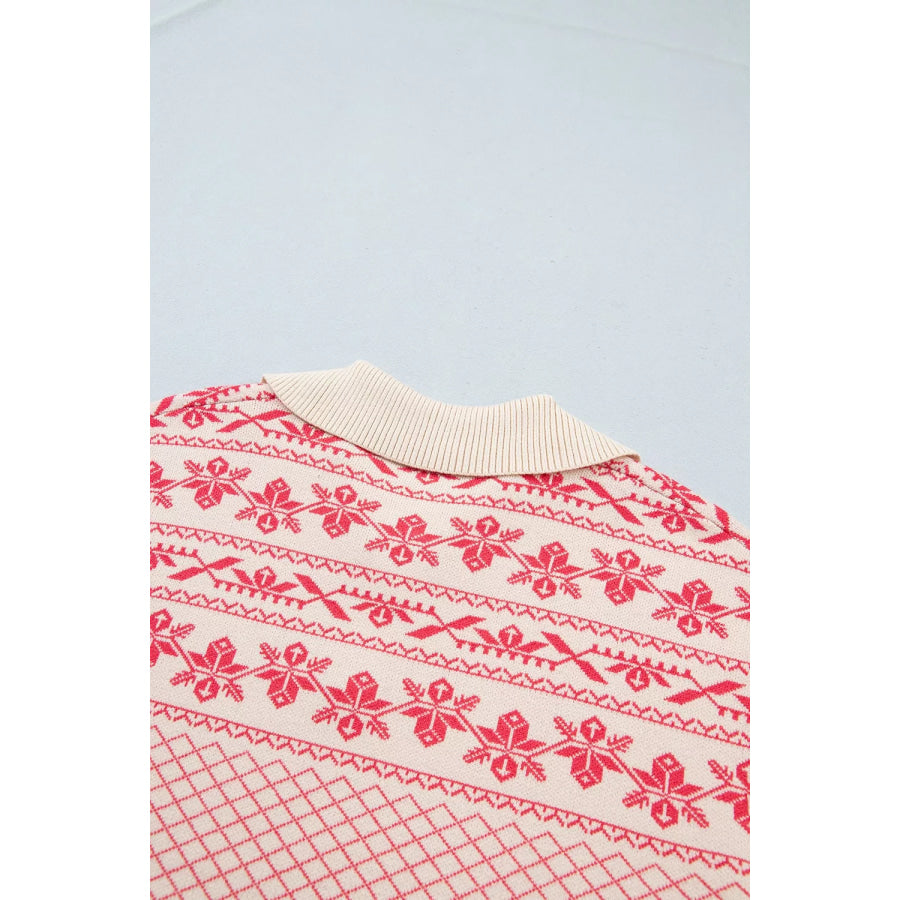 Quarter Button Dropped Shoulder Sweater Apparel and Accessories