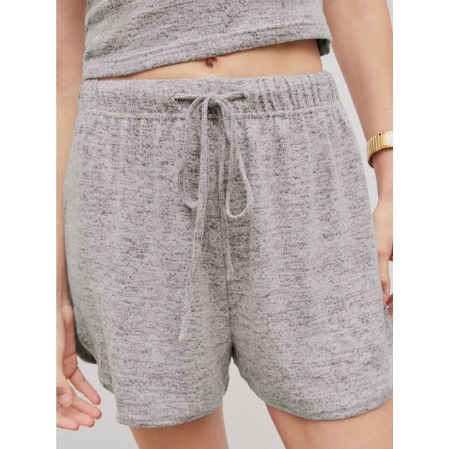 Quarter Button Sleeveless Top and Drawstring Shorts Lounge Set Heather Gray / S Apparel Accessories