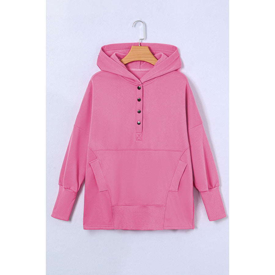 Quarter-Snap Dropped Shoulder Hoodie Carnation Pink / L