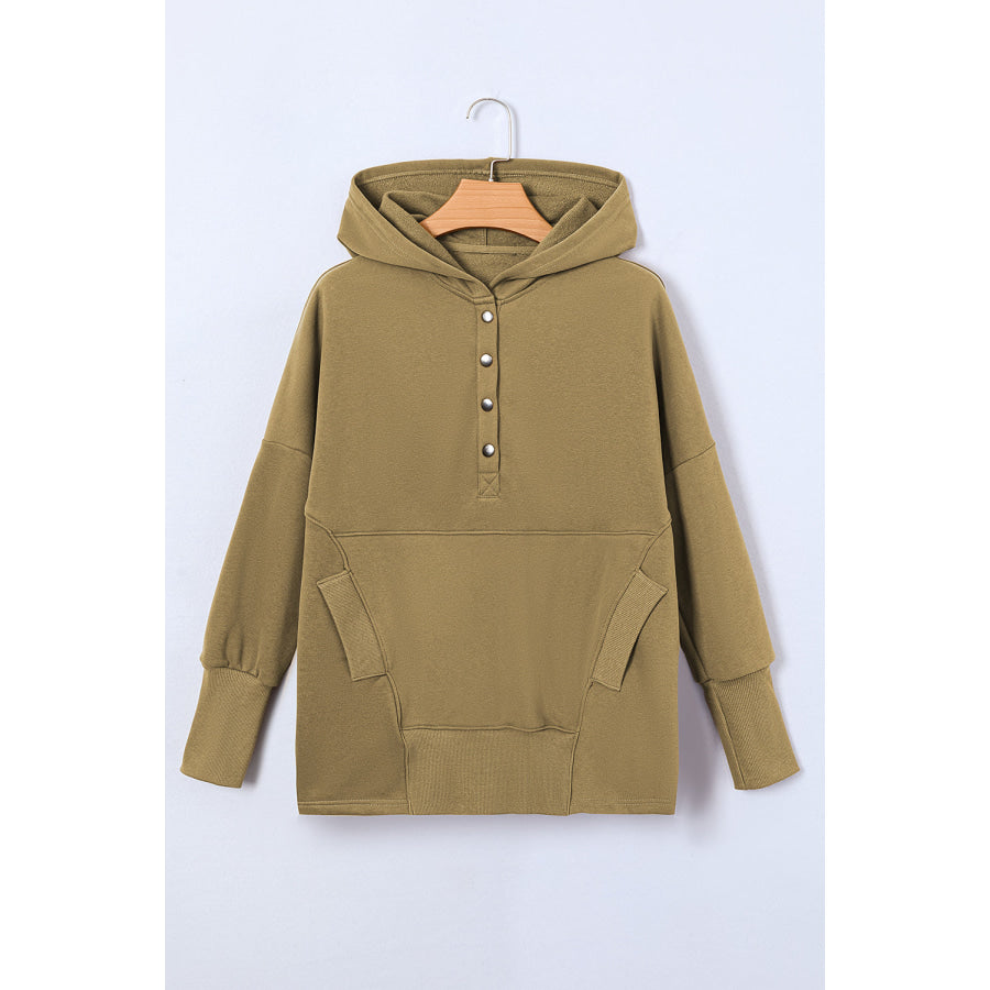 Quarter-Snap Dropped Shoulder Hoodie Moss / S