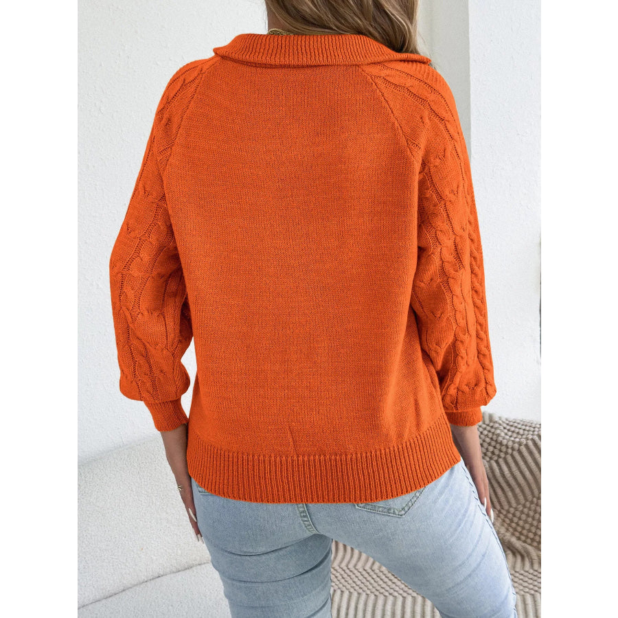 Quarter-Zip Cable Knit Sweater Apparel and Accessories