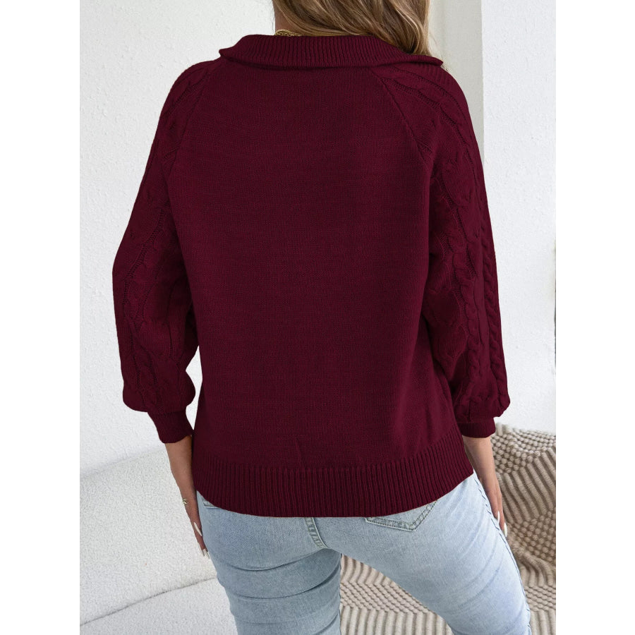 Quarter-Zip Cable Knit Sweater Apparel and Accessories