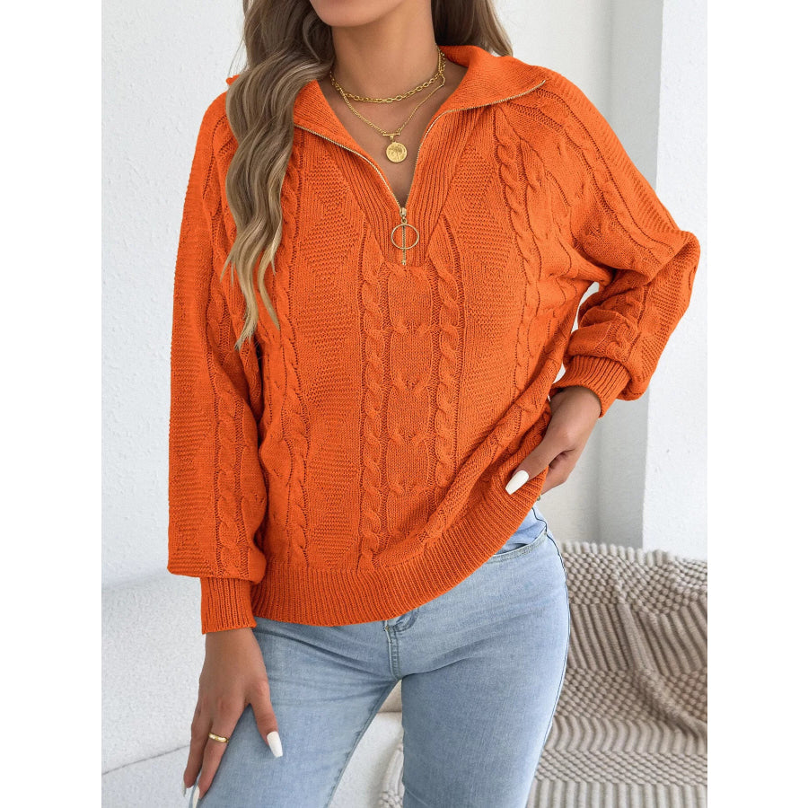 Quarter-Zip Cable Knit Sweater Apparel and Accessories