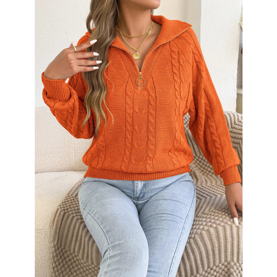 Quarter-Zip Cable Knit Sweater Apparel and Accessories