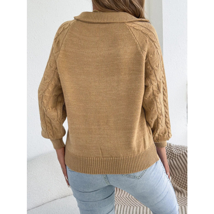 Quarter-Zip Cable Knit Sweater Apparel and Accessories
