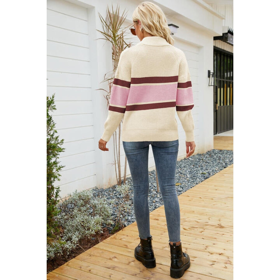 Quarter-Zip Collared Neck Sweater