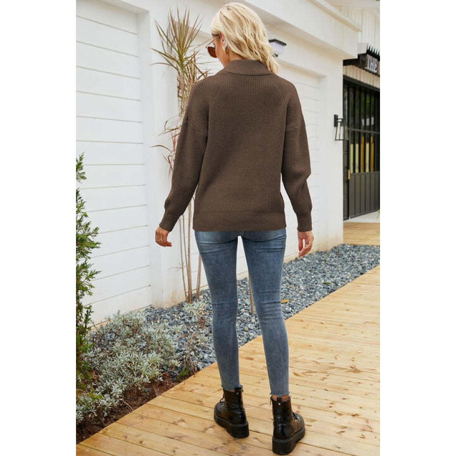 Quarter-Zip Collared Neck Sweater