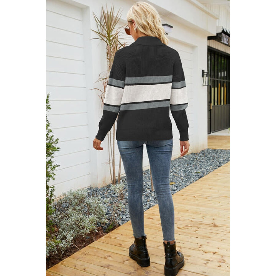 Quarter-Zip Collared Neck Sweater