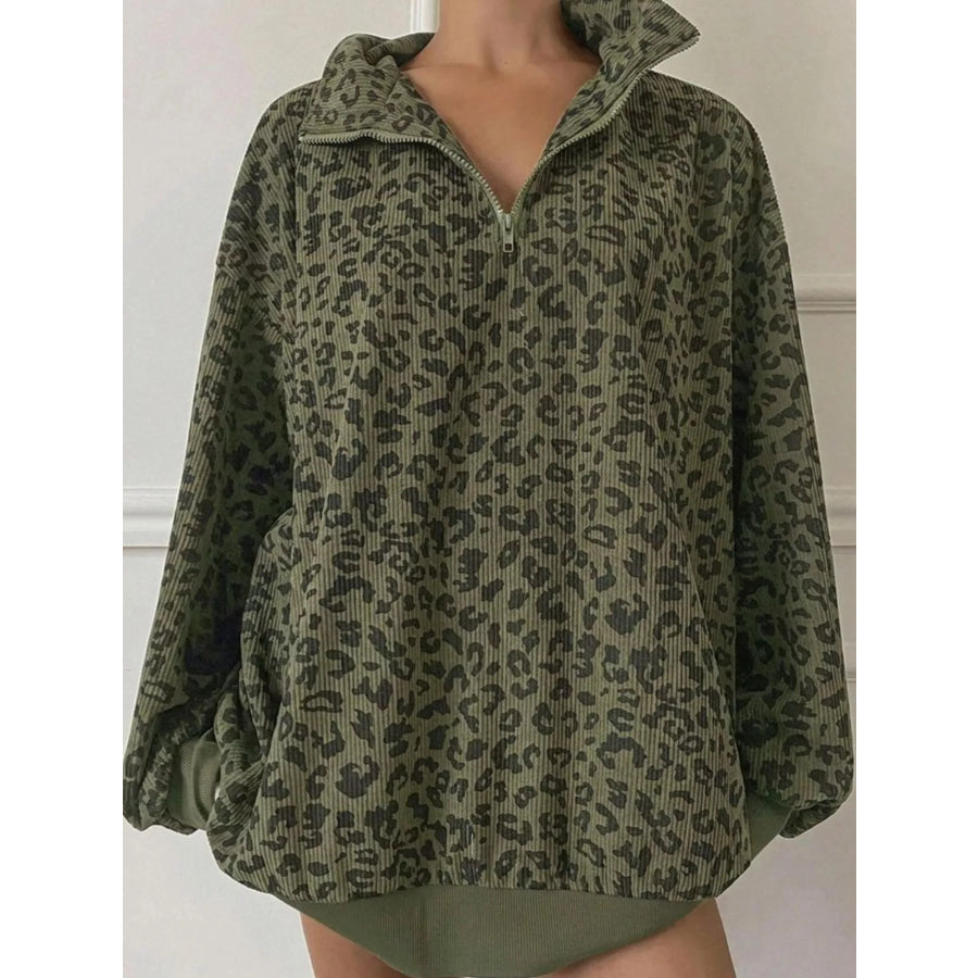 Quarter-Zip Corduroy Sweatshirt Apparel and Accessories