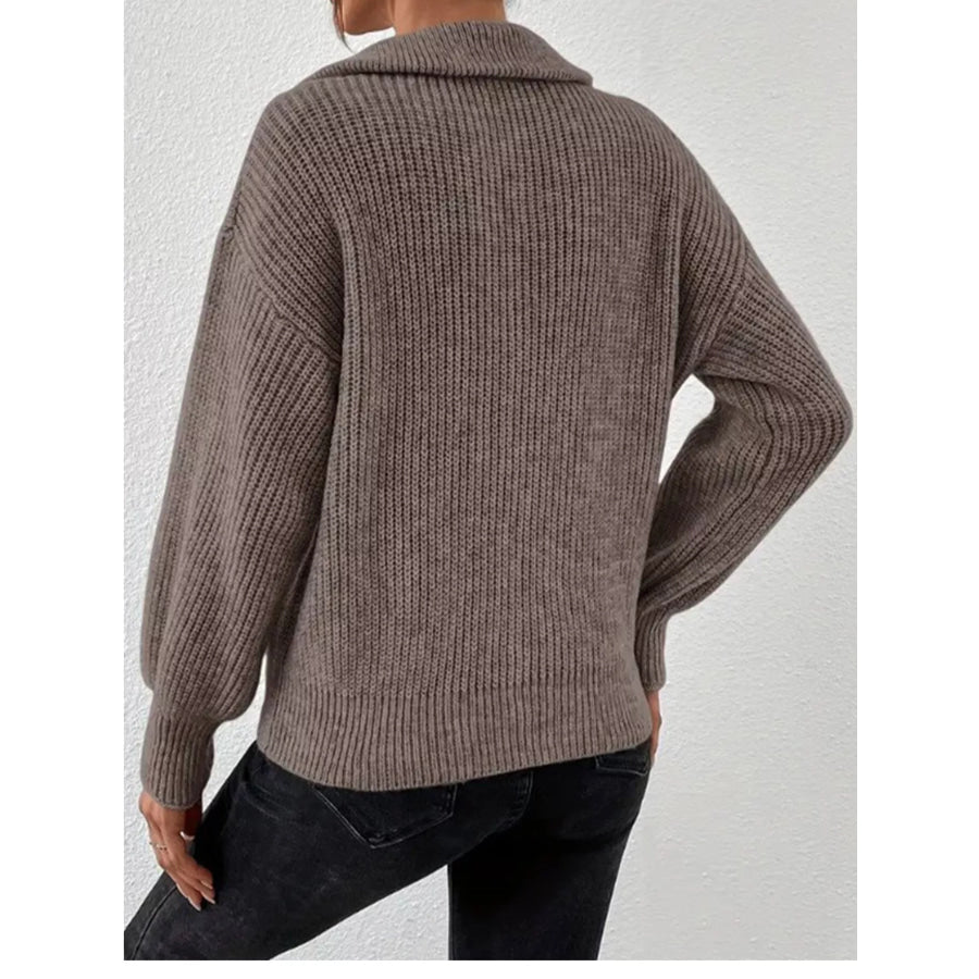 Quarter-Zip Dropped Shoulder Sweater Apparel and Accessories