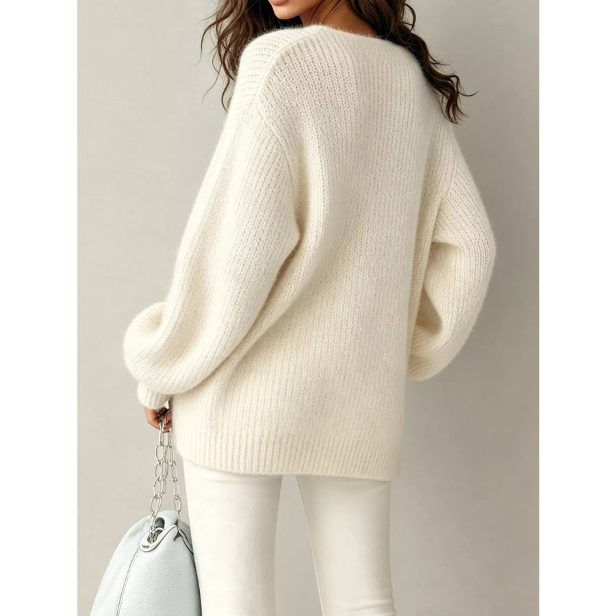 Quarter Zip Dropped Shoulder Sweater Apparel and Accessories
