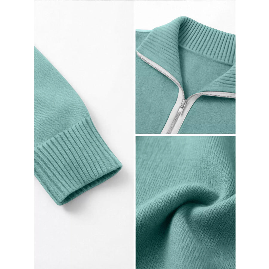 Quarter-Zip Dropped Shoulder Sweater Apparel and Accessories