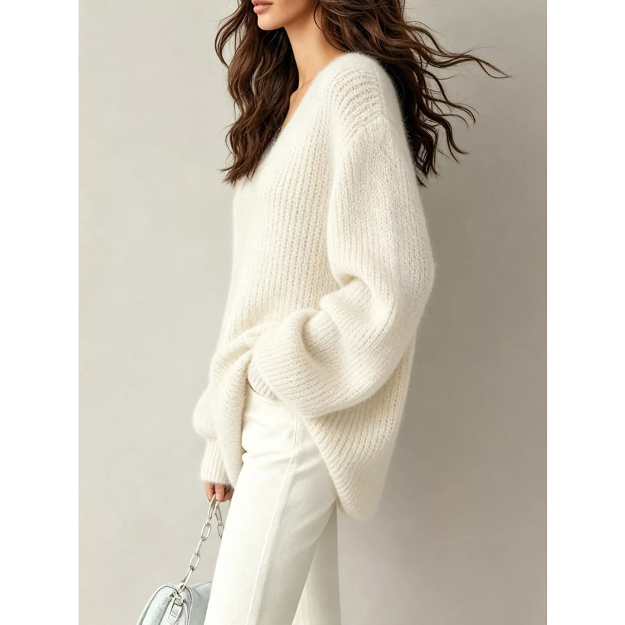 Quarter Zip Dropped Shoulder Sweater Apparel and Accessories