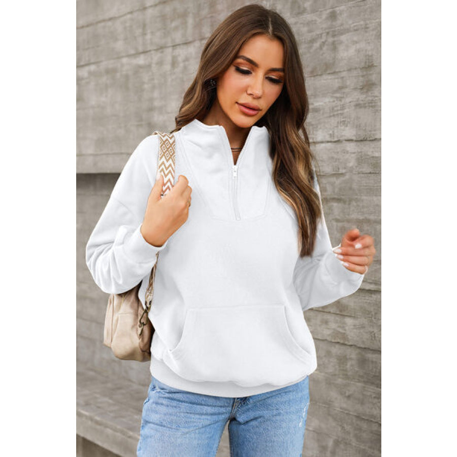 Quarter Zip Dropped Shoulder Sweatshirt Apparel and Accessories
