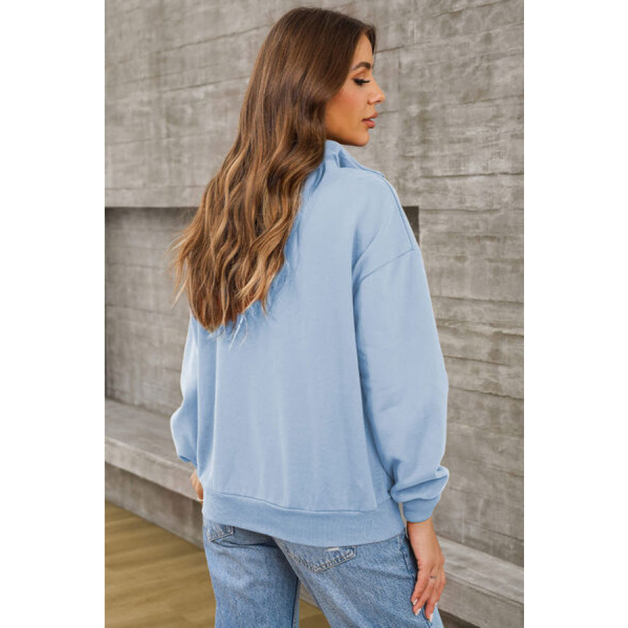 Quarter Zip Dropped Shoulder Sweatshirt Apparel and Accessories