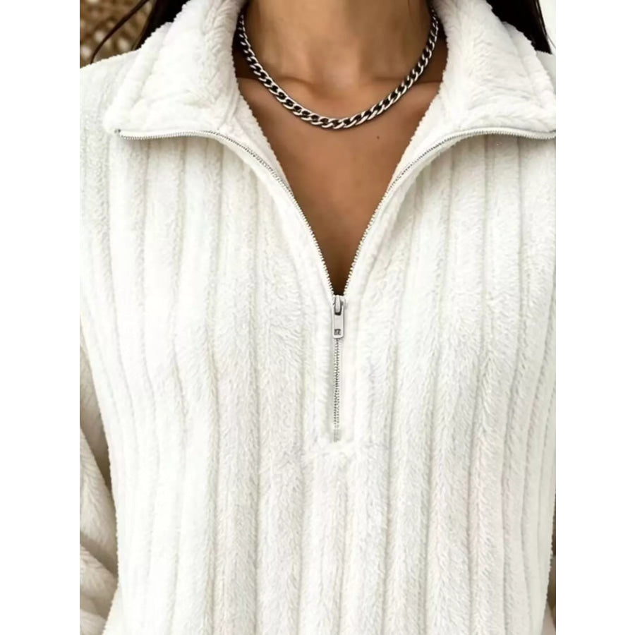 Quarter-Zip Dropped Shoulder Sweatshirt Apparel and Accessories