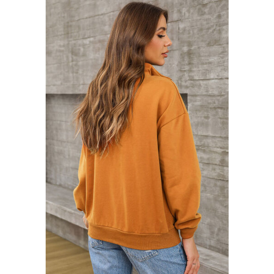 Quarter Zip Dropped Shoulder Sweatshirt Apparel and Accessories