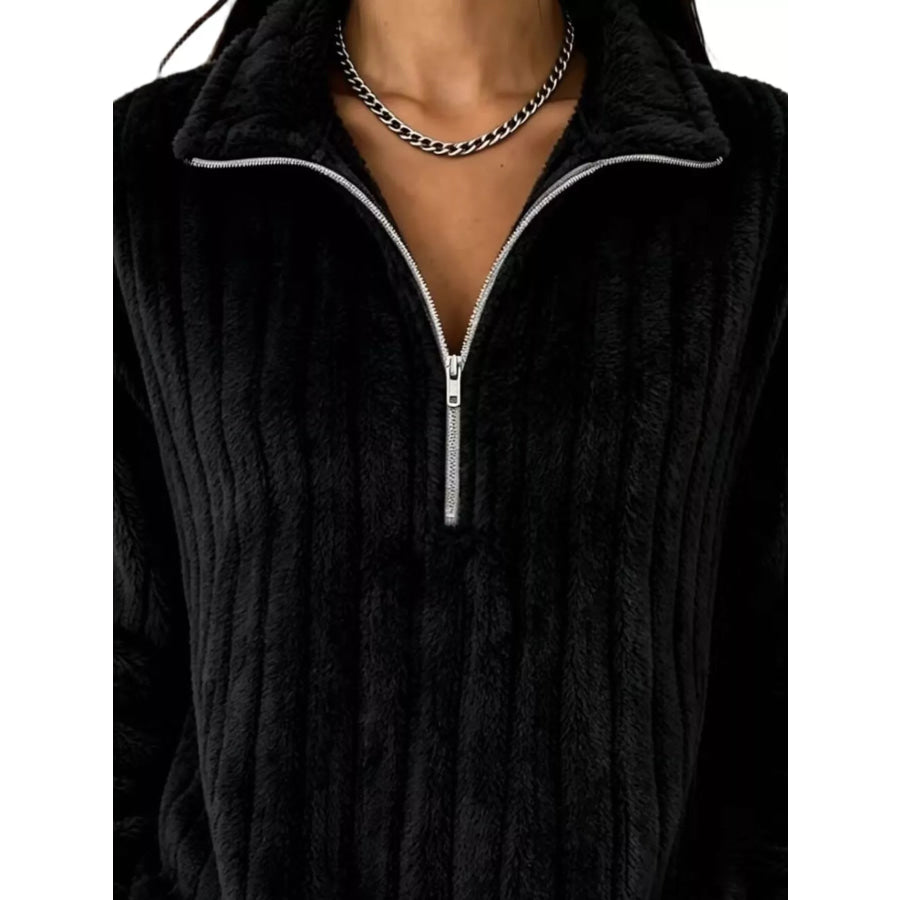 Quarter-Zip Dropped Shoulder Sweatshirt Apparel and Accessories