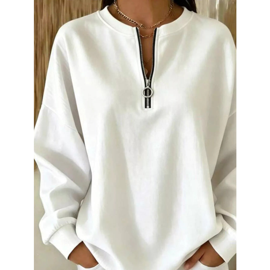 Quarter-Zip Dropped Shoulder Sweatshirt Apparel and Accessories