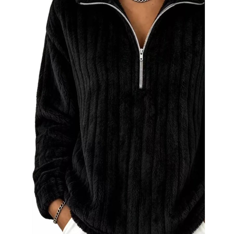 Quarter-Zip Dropped Shoulder Sweatshirt Apparel and Accessories