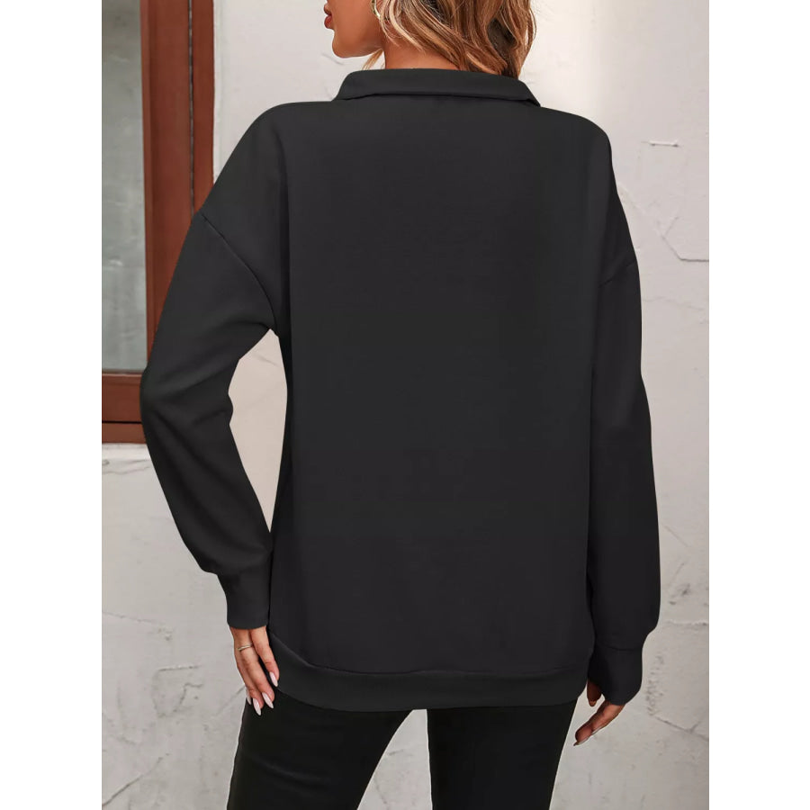 Quarter Zip Dropped Shoulder Sweatshirt Apparel and Accessories