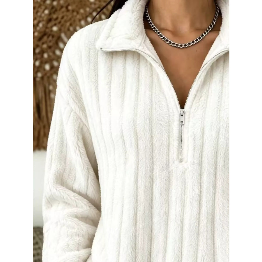 Quarter-Zip Dropped Shoulder Sweatshirt Apparel and Accessories