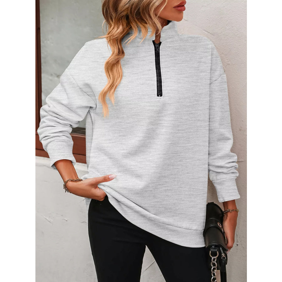 Quarter Zip Dropped Shoulder Sweatshirt Apparel and Accessories