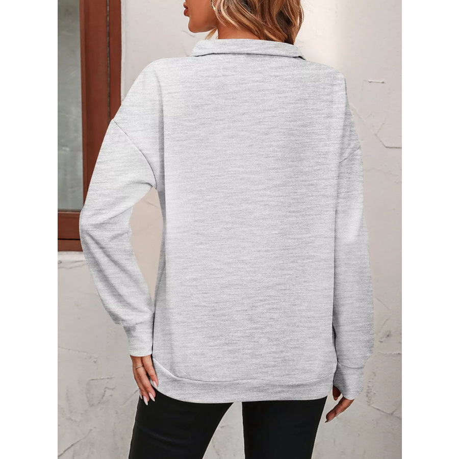 Quarter Zip Dropped Shoulder Sweatshirt Apparel and Accessories