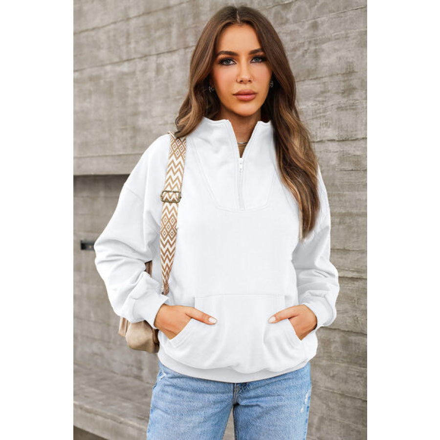 Quarter Zip Dropped Shoulder Sweatshirt Apparel and Accessories