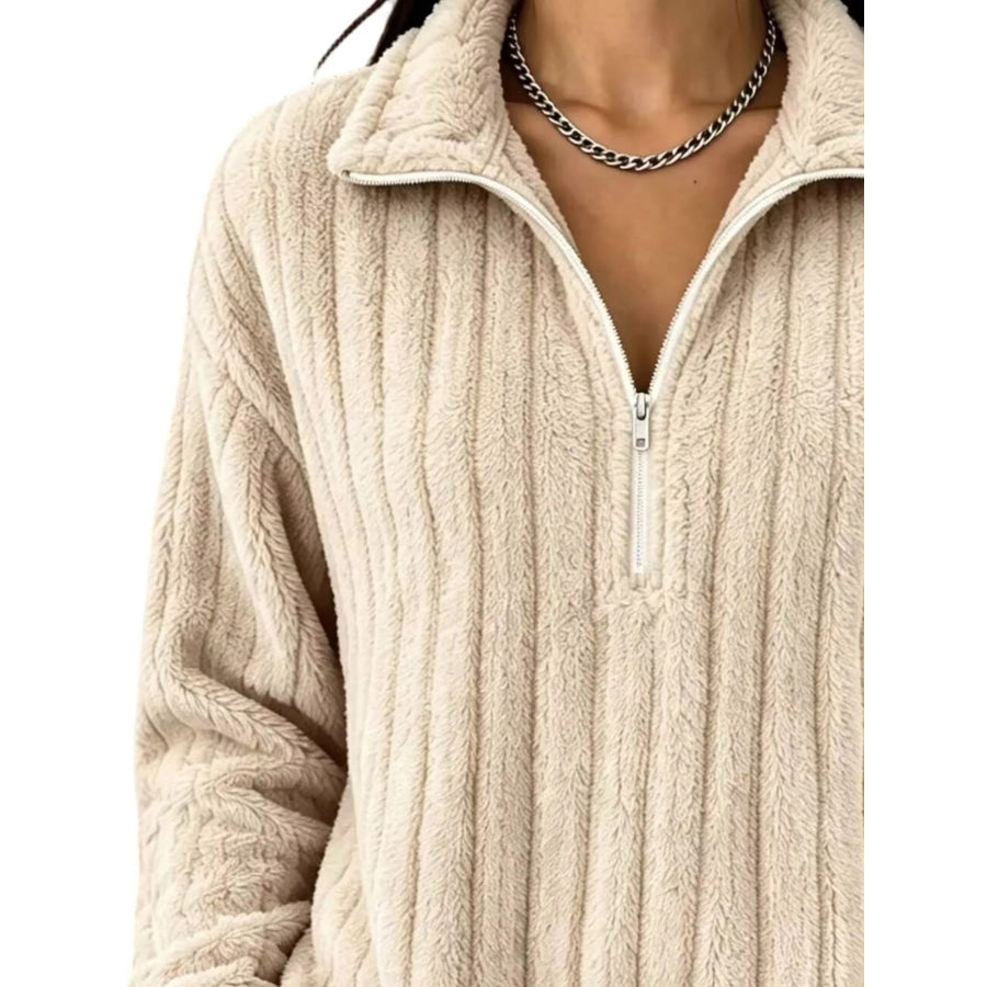 Quarter-Zip Dropped Shoulder Sweatshirt Apparel and Accessories
