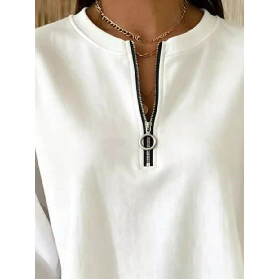 Quarter-Zip Dropped Shoulder Sweatshirt Apparel and Accessories