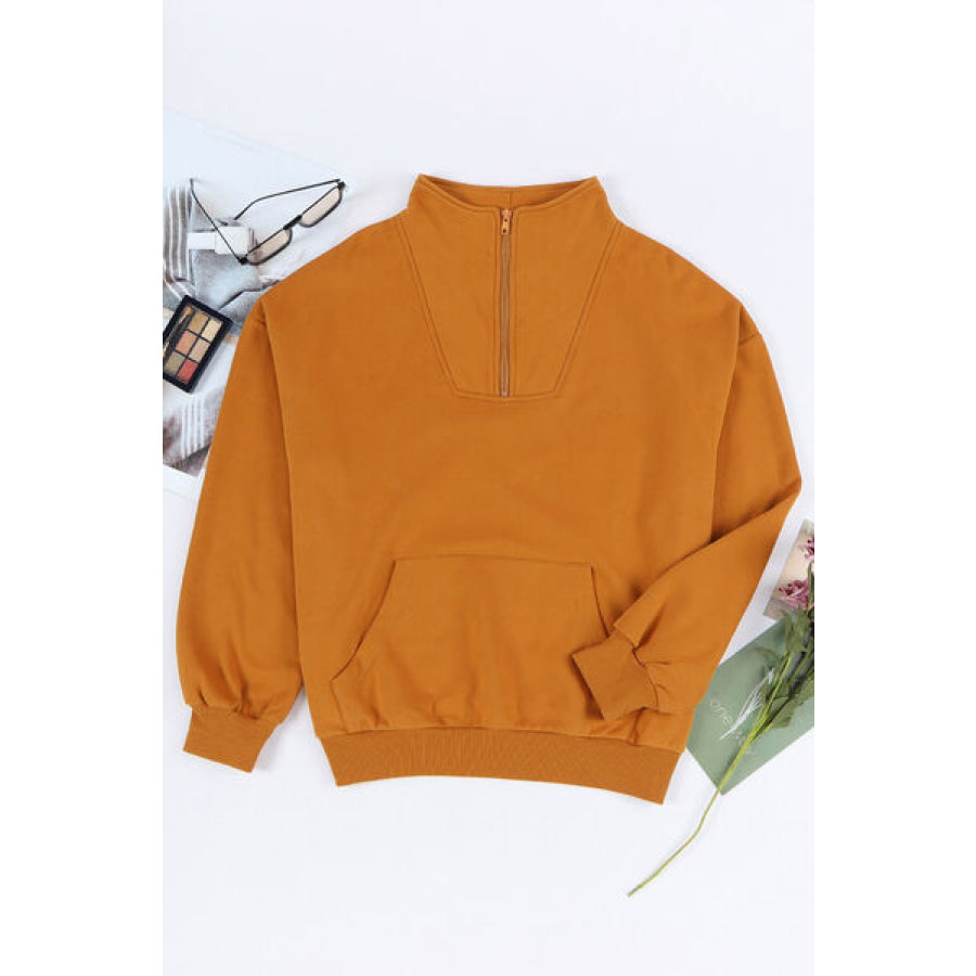 Quarter Zip Dropped Shoulder Sweatshirt Apparel and Accessories
