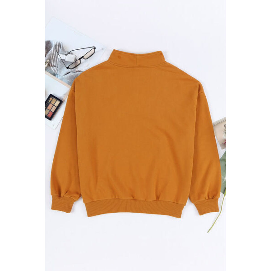 Quarter Zip Dropped Shoulder Sweatshirt Apparel and Accessories