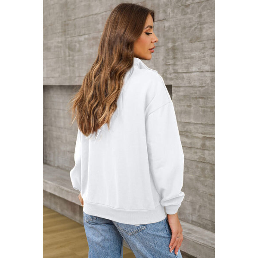 Quarter Zip Dropped Shoulder Sweatshirt Apparel and Accessories