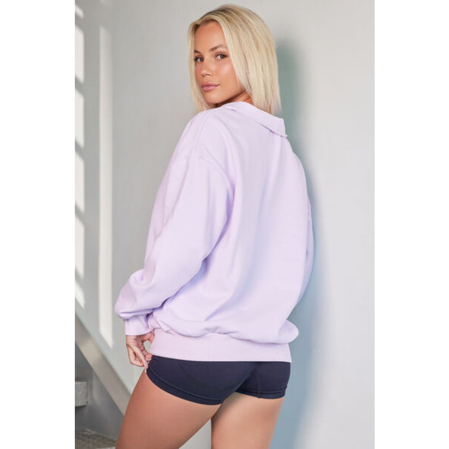 Quarter Zip Dropped Shoulder Sweatshirt Apparel and Accessories